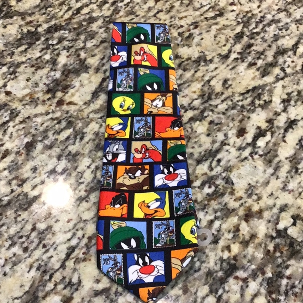 Vintage Looney Tunes Stamp Collection tie; circa 1997; mint condition